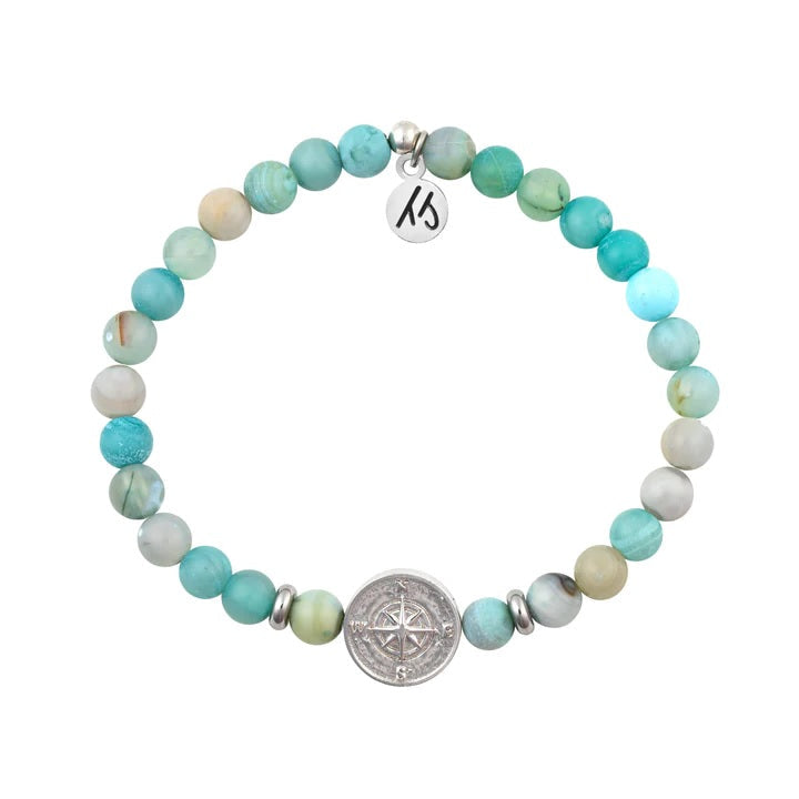 BRACELETS - Beaded Moments Bracelet- Compass Sterling Silver Charm