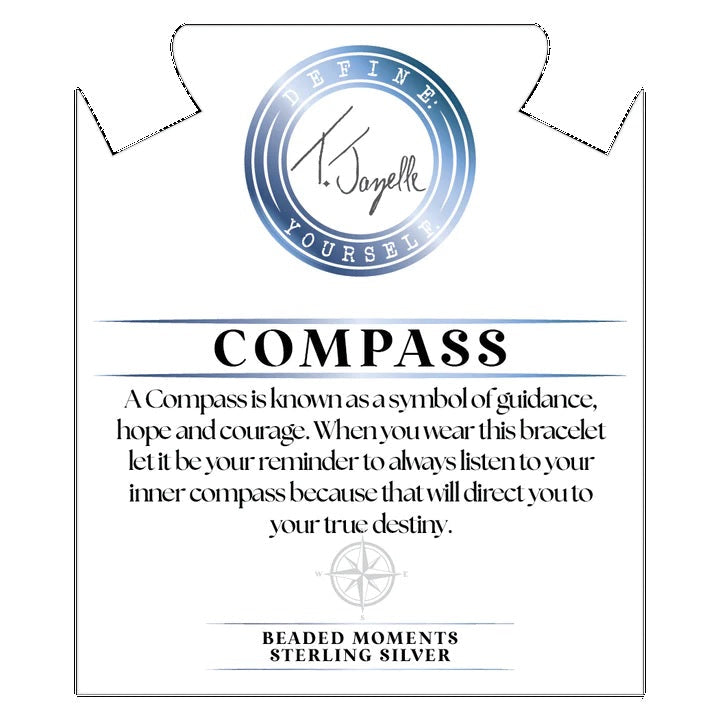 BRACELETS - Beaded Moments Bracelet- Compass Sterling Silver Charm