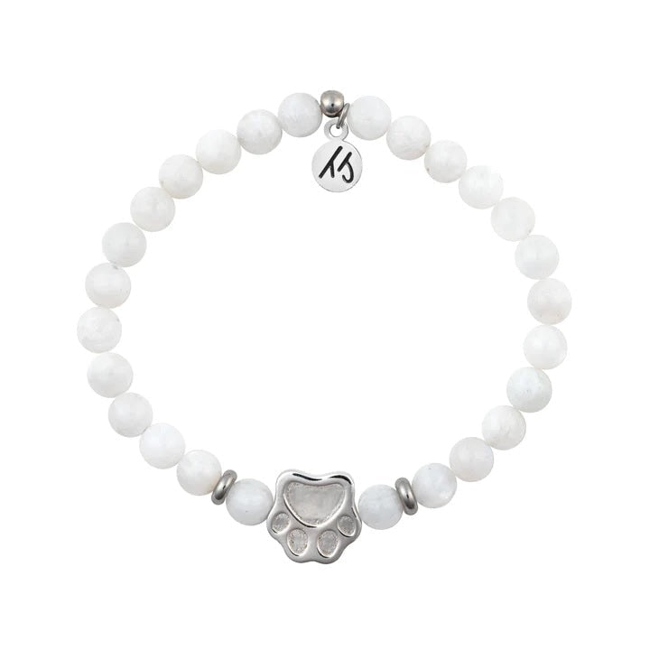 BRACELETS - Beaded Moments Bracelet- Paw Print Sterling Silver Charm