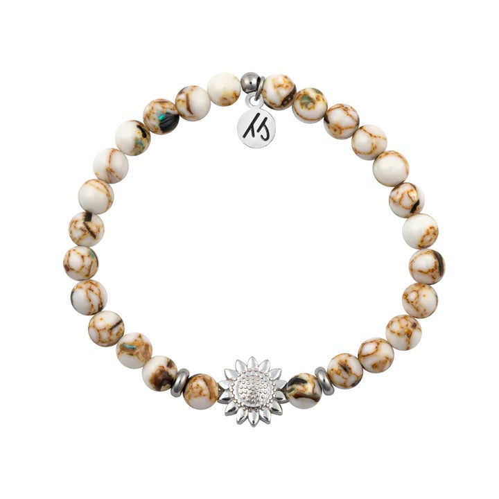 BRACELETS - Beaded Moments Bracelet- Sunflower Sterling Silver Charm