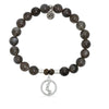 BRACELETS - Black Moonstone Stone Bracelet With One Step At A Time Sterling Silver Charm