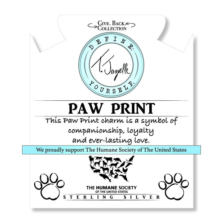 BRACELETS - Black Moonstone Stone Bracelet With Paw Print Sterling Silver Charm