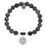 BRACELETS - Black Moonstone Stone Bracelet With Serenity Prayer Sterling Silver Charm
