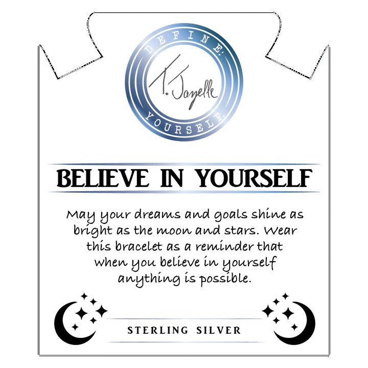 BRACELETS - Blue Agate Gemstone Bracelet With Believe In Yourself Sterling Silver Charm