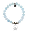 BRACELETS - Blue Aquamarine Stone Bracelet With Waves Silver Charm