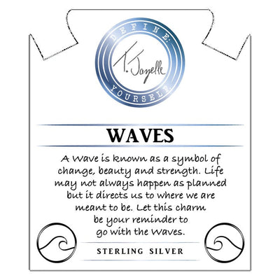 BRACELETS - Blue Aquamarine Stone Bracelet With Waves Silver Charm