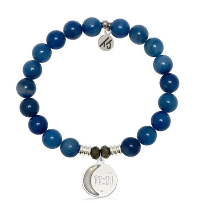 BRACELETS - Blue Aventurine Gemstone Bracelet With 11:11 Sterling Silver Charm