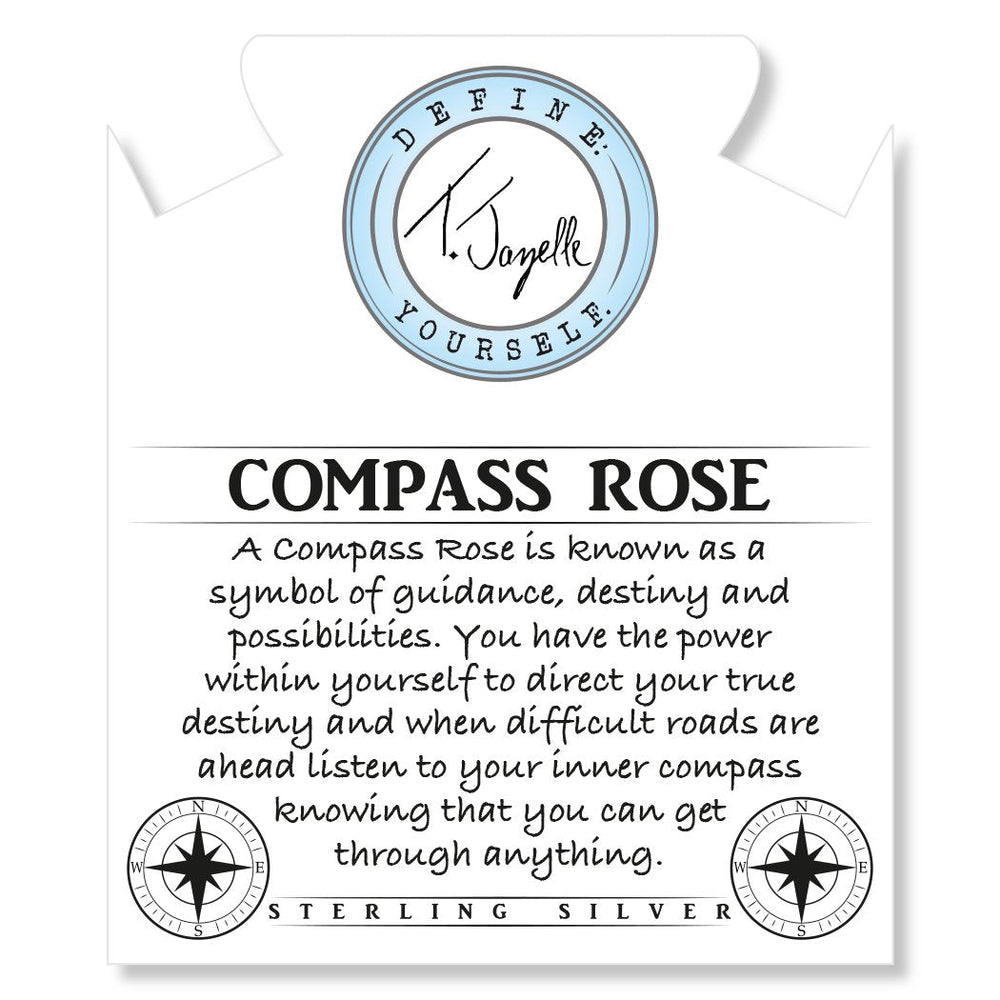 BRACELETS - Blue Aventurine Gemstone Bracelet With Compass Rose Sterling Silver Charm