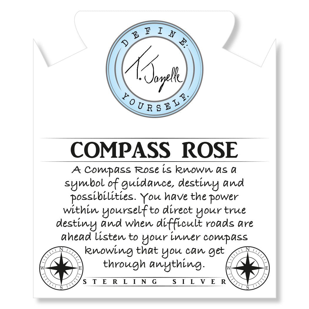 BRACELETS - Blue Aventurine Gemstone Bracelet With Compass Rose Sterling Silver Charm