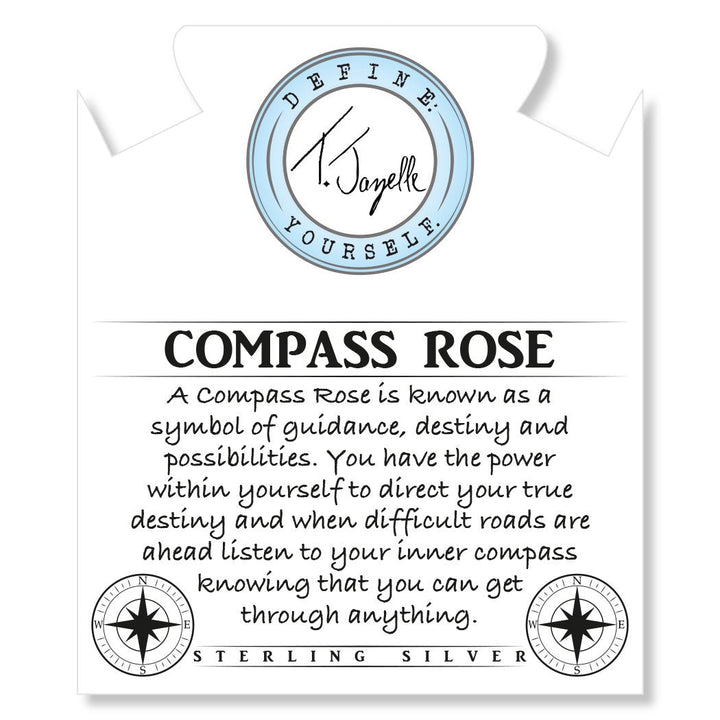 BRACELETS - Blue Aventurine Gemstone Bracelet With Compass Rose Sterling Silver Charm