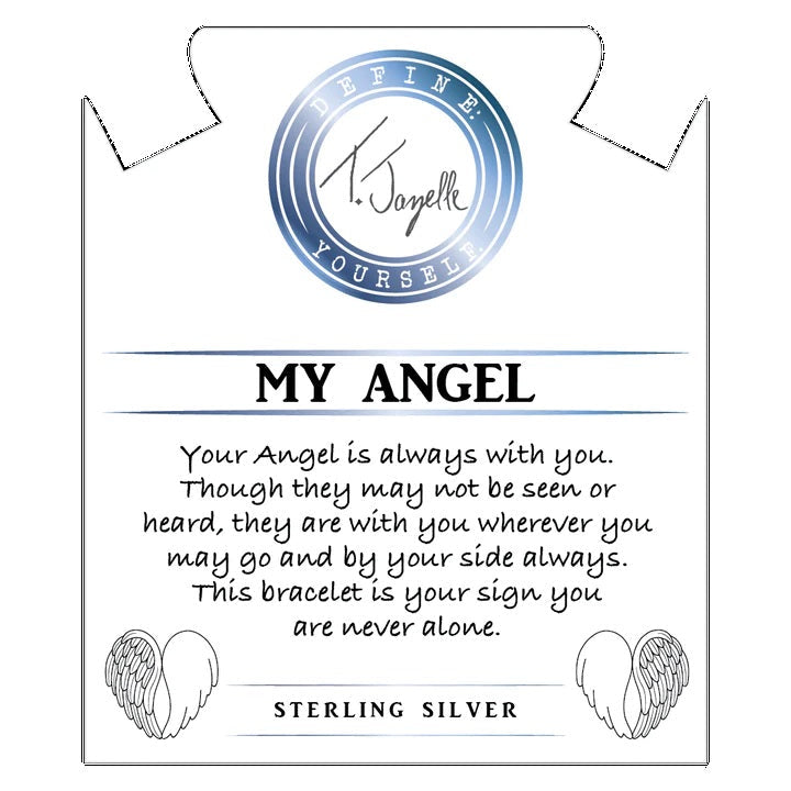BRACELETS - Blue Calcite Stone Bracelet With My Angel Sterling Silver Charm