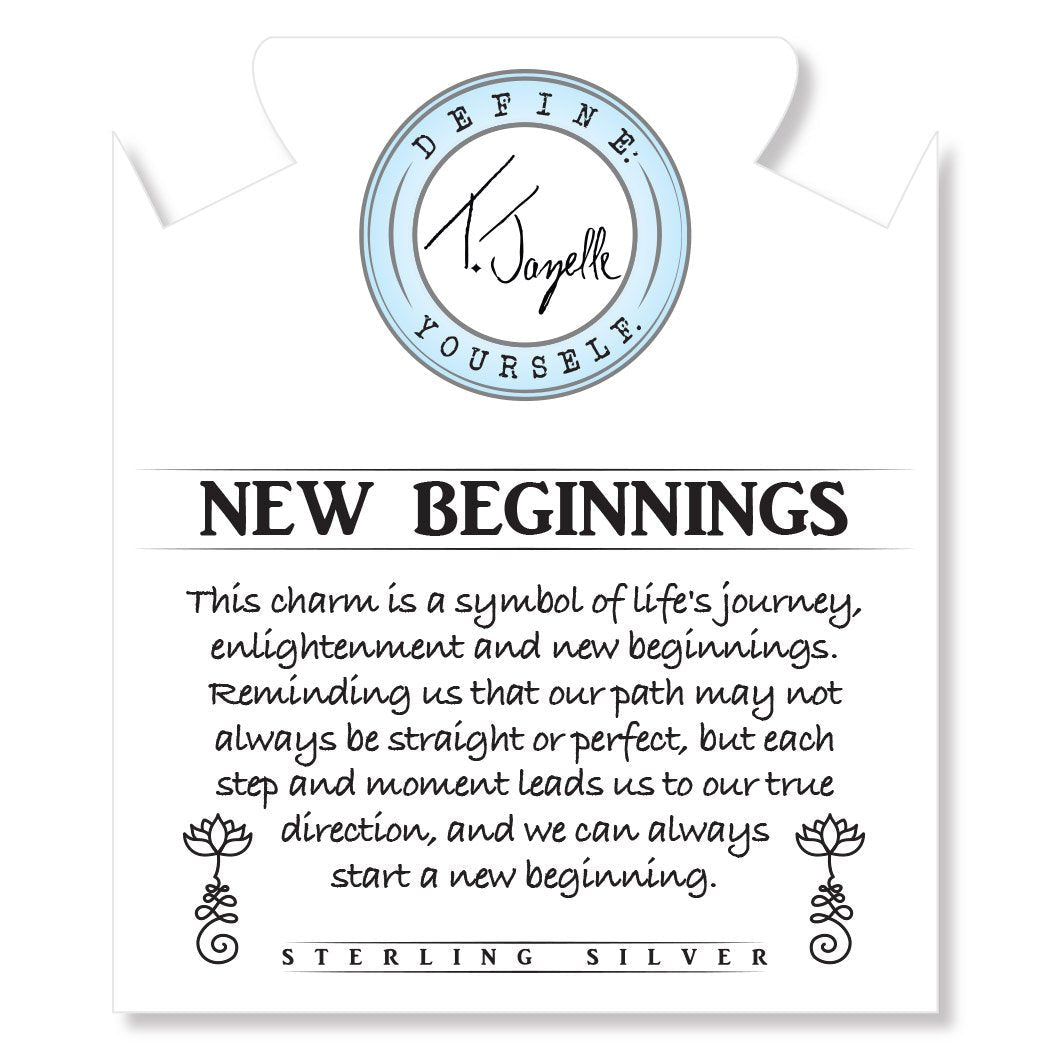 BRACELETS - Blue Calcite Stone Bracelet With New Beginnings Sterling Silver Charm