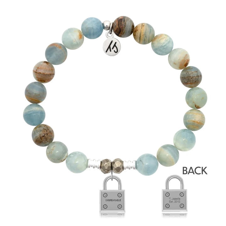 BRACELETS - Blue Calcite Stone Bracelet With Unbreakable Sterling Silver Charm