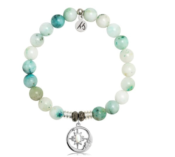 BRACELETS - Caribbean Quartzite Stone Bracelet With Moonlight Sterling Silver Charm