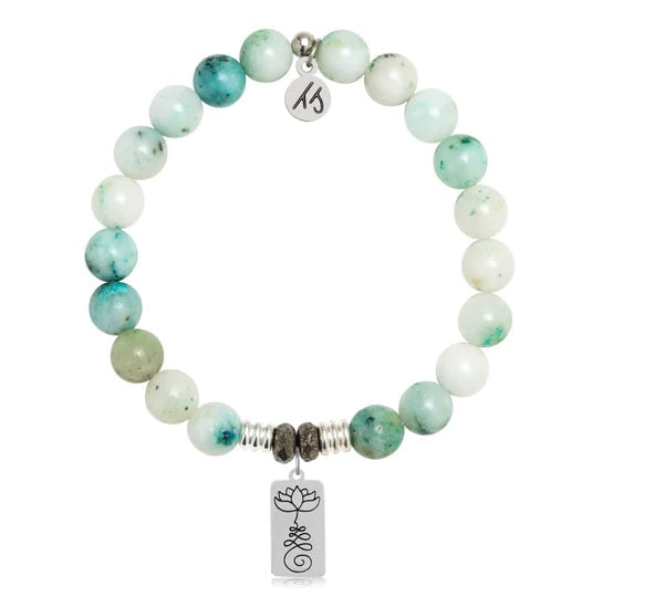 BRACELETS - Caribbean Quartzite Stone Bracelet With New Beginnings Sterling Silver Charm