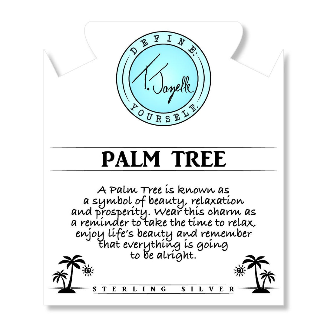 BRACELETS - Caribbean Quartzite Stone Bracelet With Palm Tree Sterling Silver Charm