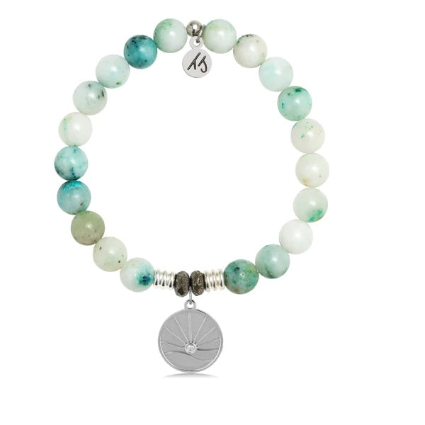 BRACELETS - Caribbean Quartzite Stone Bracelet With Salt Water Heals Sterling Silver Charm