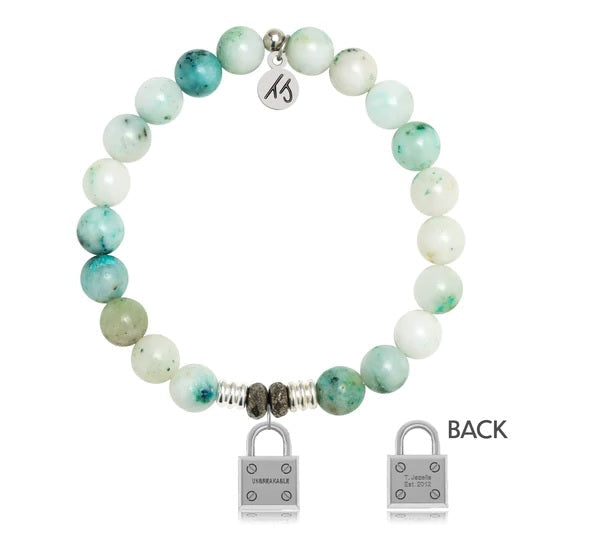 BRACELETS - Caribbean Quartzite Stone Bracelet With Unbreakable Sterling Silver Charm