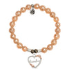 BRACELETS - Champagne Agate Stone Bracelet With Heart Grandma Sterling Silver Charm