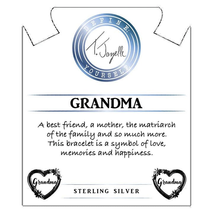 BRACELETS - Champagne Agate Stone Bracelet With Heart Grandma Sterling Silver Charm