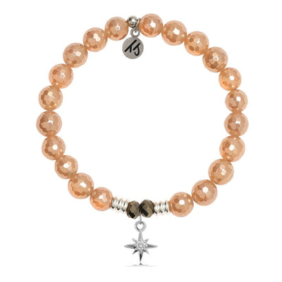 BRACELETS - Champagne Agate Stone Bracelet With Your Story Sterling Silver Charm