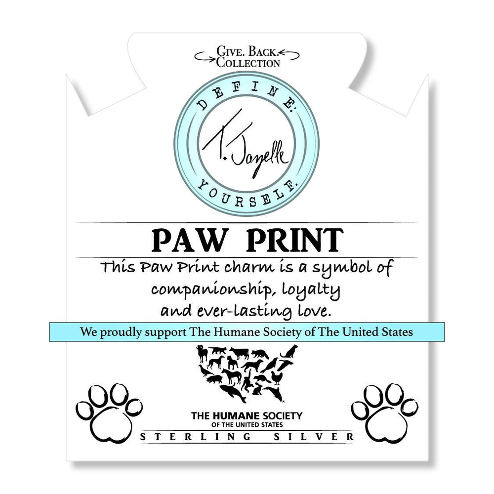 BRACELETS - Earth Jasper Stone Bracelet With Paw Print Sterling Silver Charm