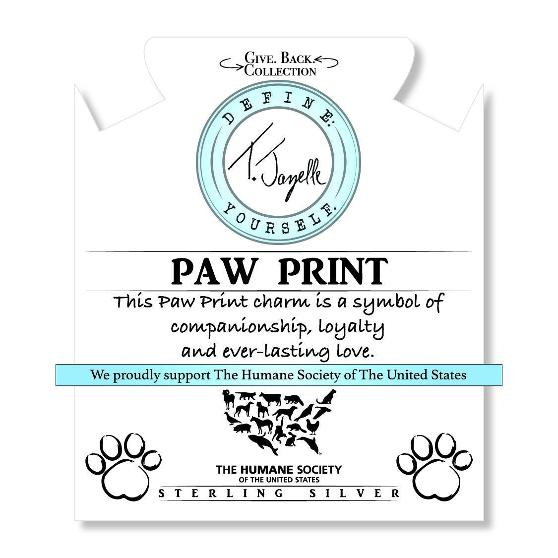 BRACELETS - Earth Jasper Stone Bracelet With Paw Print Sterling Silver Charm