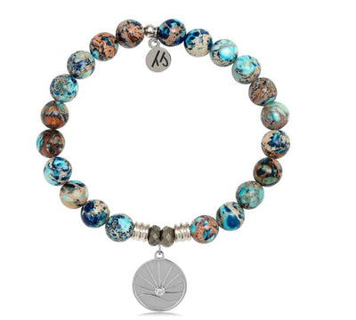 BRACELETS - Earth Jasper Stone Bracelet With Salt Water Heals Sterling Silver Charm