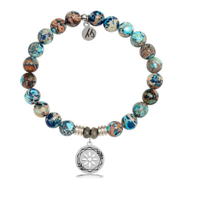 BRACELETS - Earth Jasper Stone Bracelet With Thank You Sterling Silver Charm