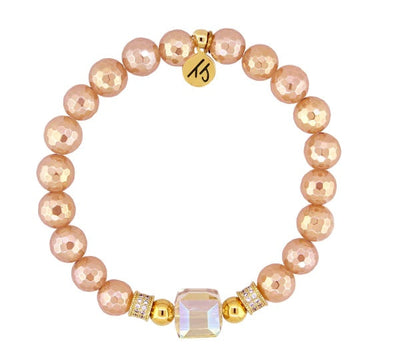 BRACELETS - Everyday Sparkle Collection- Champagne Agate Gemstone With Yellow Crystal Bracelet