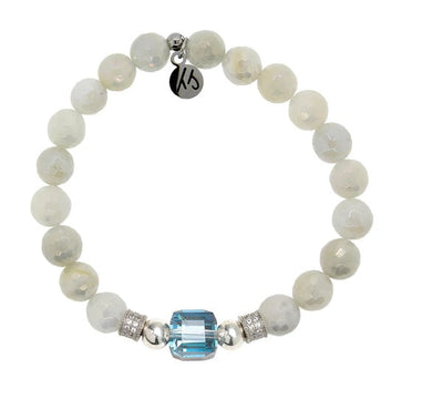 BRACELETS - Everyday Sparkle Collection- Moonstone Gemstone With Blue Crystal Bracelet
