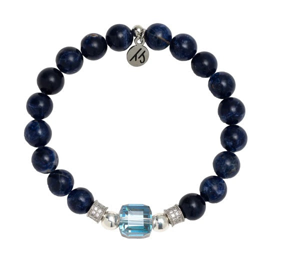BRACELETS - Everyday Sparkle Collection- Sodalite Gemstone With Blue Crystal Bracelet