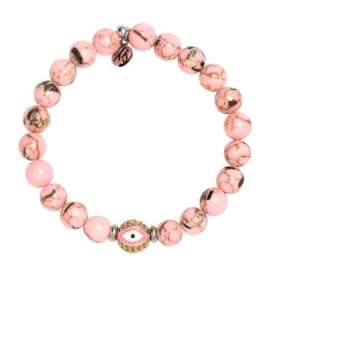 BRACELETS - Evil Eye Bead With Pink Shell Gemstones Bracelet