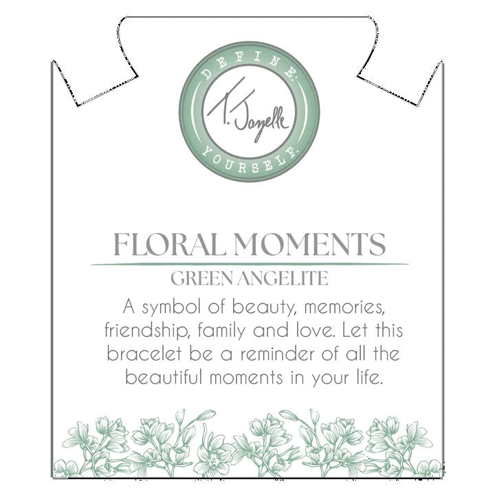BRACELETS - Floral Moments Bracelet- Green Angelite And Orchid Painted Porcelain Beads