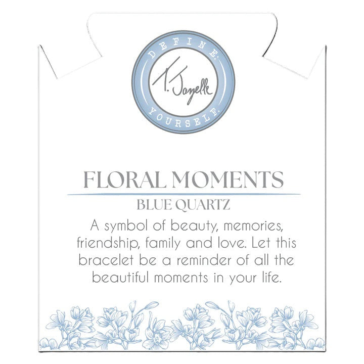 BRACELETS - Floral Moments Bracelet- Light Blue Quartz And Orchid Painted Porcelain Beads