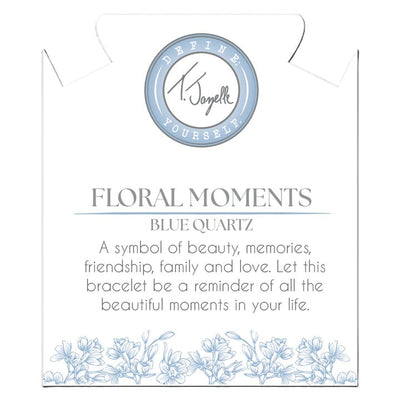 BRACELETS - Floral Moments Bracelet- Light Blue Quartz And Orchid Painted Porcelain Beads