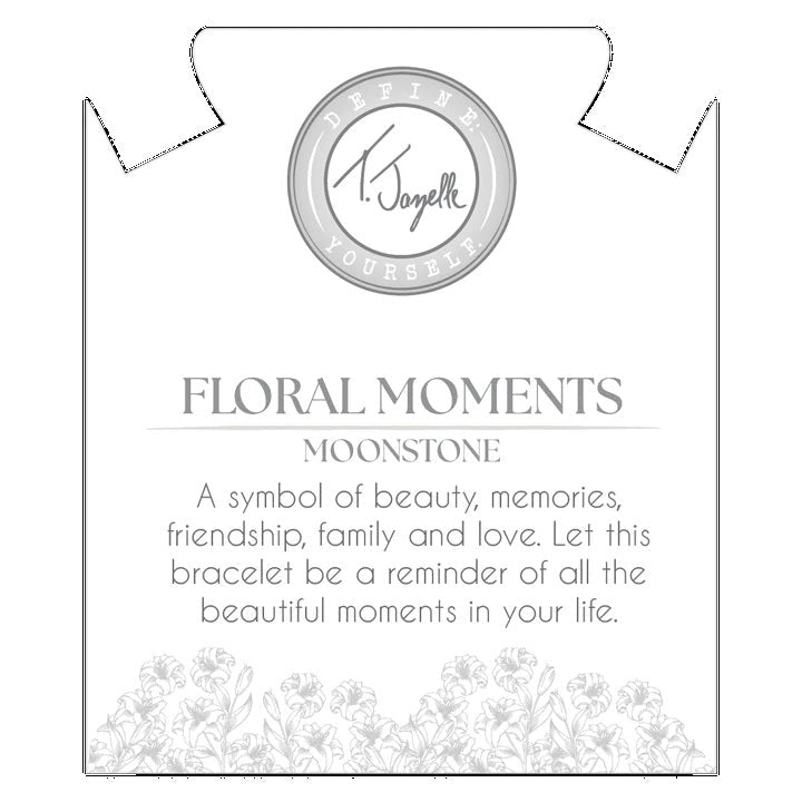 BRACELETS - Floral Moments Bracelet- Moonstone And Lily Painted Porcelain Beads