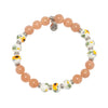 BRACELETS - Floral Moments Bracelet- Peach Moonstone And Sunflower Painted Porcelain Beads