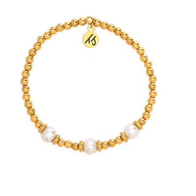 BRACELETS - Gold Affirmations Collection- I Am Blessed Pearl Bracelet