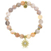 BRACELETS - Gold Collection - Australian Agate Stone Bracelet With Daisy Gold Charm