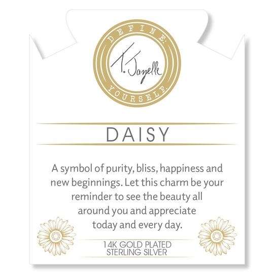 BRACELETS - Gold Collection - Australian Agate Stone Bracelet With Daisy Gold Charm