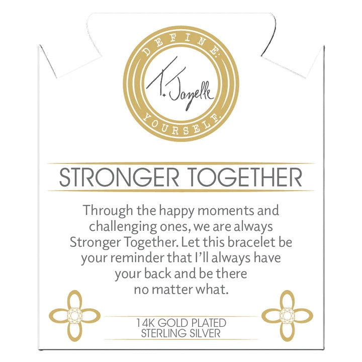 BRACELETS - Gold Collection - Australian Agate Stone Bracelet With Stronger Together Gold Charm