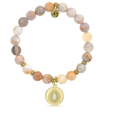 BRACELETS - Gold Collection - Australian Agate Stone Bracelet With You're One Of A Kind Gold Charm