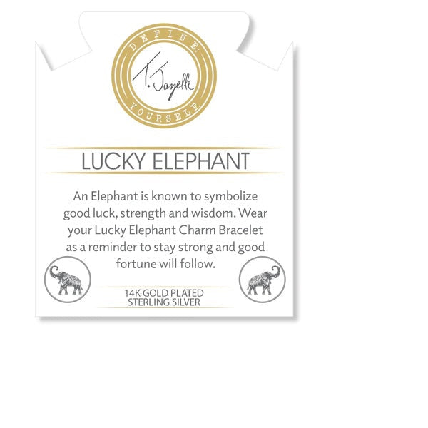 BRACELETS - Gold Collection - Caribbean Quartzite Stone Bracelet With Lucky Elephant Gold Charm