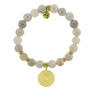 BRACELETS - Gold Collection - Moonstone Stone Bracelet With Family Circle Gold Charm