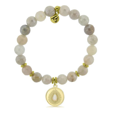 BRACELETS - Gold Collection - Moonstone Stone Bracelet With You're One Of A Kind Gold Charm