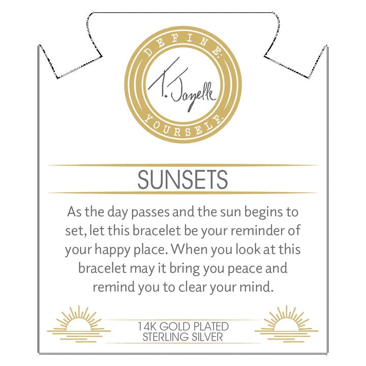 BRACELETS - Gold Collection: Peach Moonstone Stone Bracelet With Sunsets Gold Charm