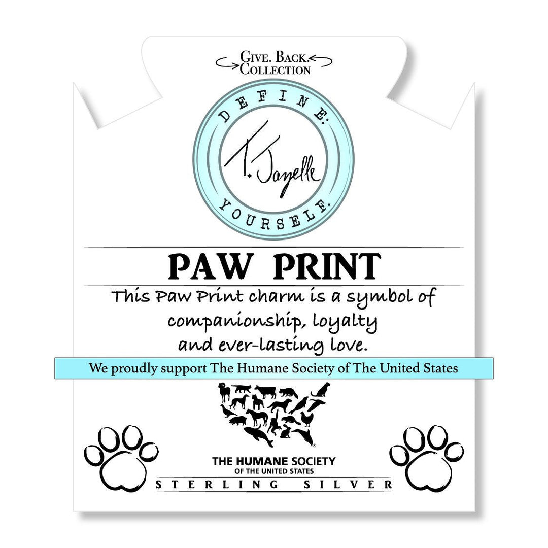 BRACELETS - Green Angelite Bracelet With Paw Print Sterling Silver Charm