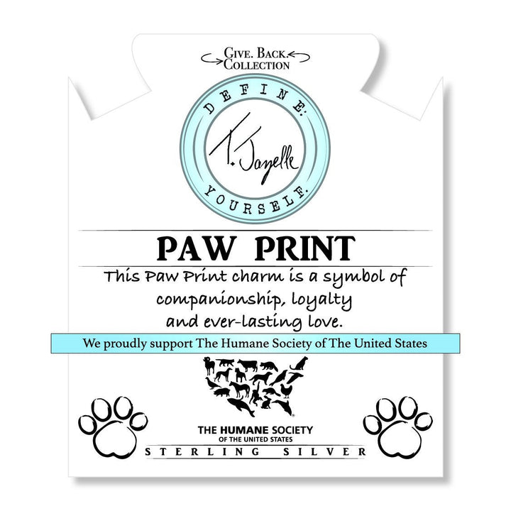 BRACELETS - Green Angelite Bracelet With Paw Print Sterling Silver Charm