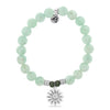 BRACELETS - Green Angelite Stone Bracelet With Daisy Sterling Silver Charm
